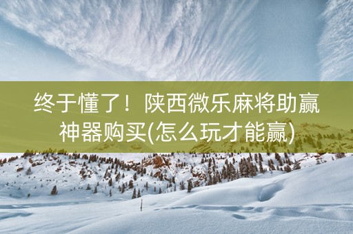 终于懂了！陕西微乐麻将助赢神器购买(怎么玩才能赢)