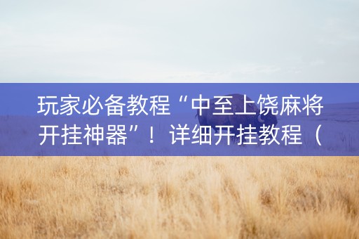 玩家必备教程“中至上饶麻将开挂神器”！详细开挂教程（确实真的有挂)-知乎