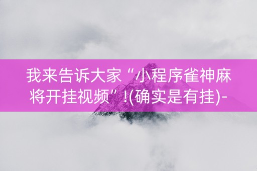 我来告诉大家“小程序雀神麻将开挂视频”!(确实是有挂)-知乎