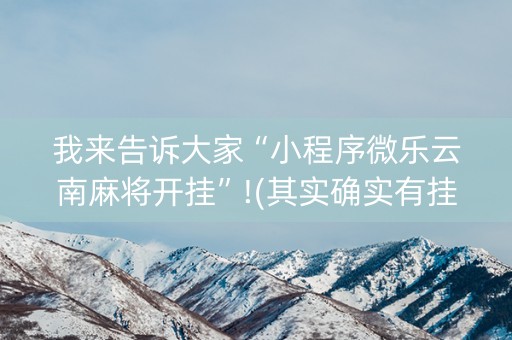 我来告诉大家“小程序微乐云南麻将开挂”!(其实确实有挂)-知乎