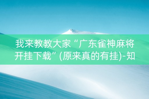 我来教教大家“广东雀神麻将开挂下载”(原来真的有挂)-知乎