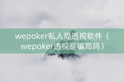 wepoker私人局透视软件（wepoker透视是骗局吗）