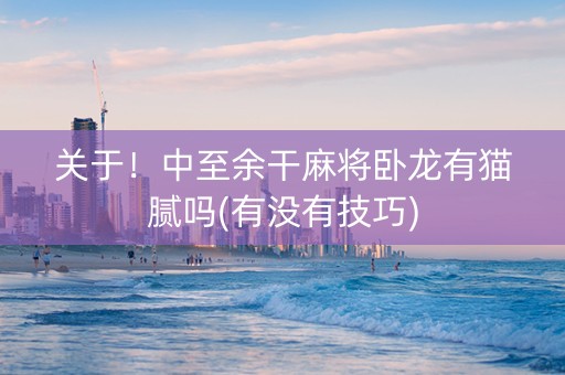 关于！中至余干麻将卧龙有猫腻吗(有没有技巧)