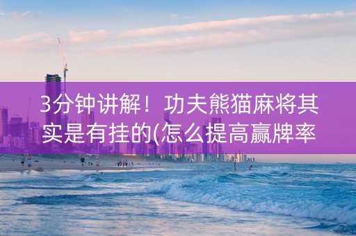 3分钟讲解！功夫熊猫麻将其实是有挂的(怎么提高赢牌率)