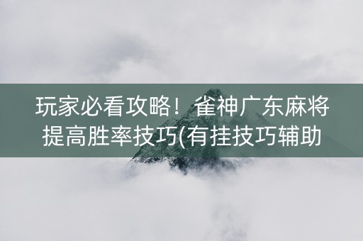 玩家必看攻略！雀神广东麻将提高胜率技巧(有挂技巧辅助器)