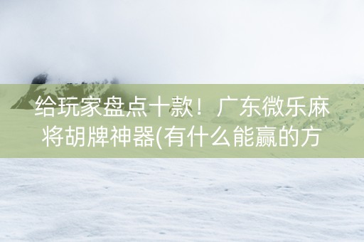 给玩家盘点十款！广东微乐麻将胡牌神器(有什么能赢的方法)
