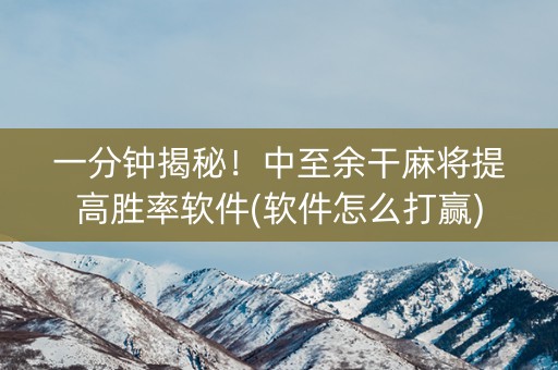 一分钟揭秘！中至余干麻将提高胜率软件(软件怎么打赢)