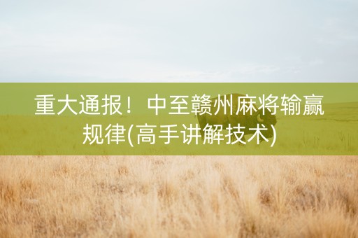 重大通报！中至赣州麻将输赢规律(高手讲解技术)
