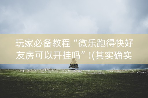 玩家必备教程“微乐跑得快好友房可以开挂吗”!(其实确实有挂)-知乎