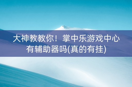 大神教教你！掌中乐游戏中心有辅助器吗(真的有挂)