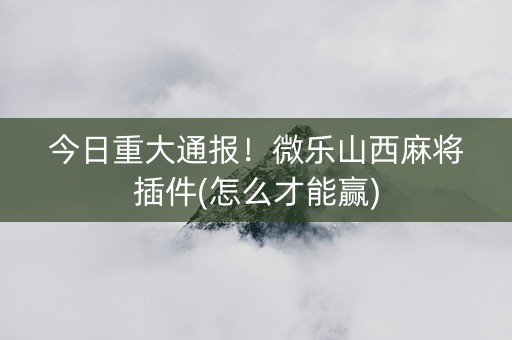 今日重大通报！微乐山西麻将插件(怎么才能赢)