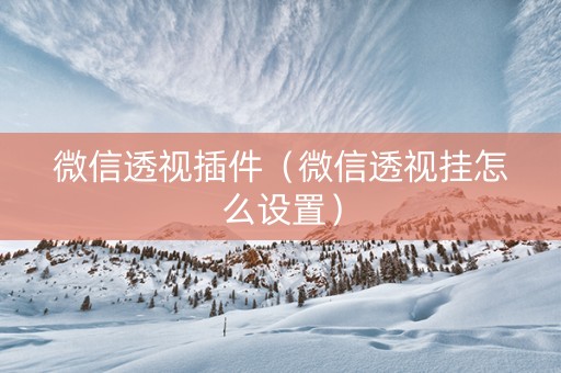 微信透视插件（微信透视挂怎么设置）