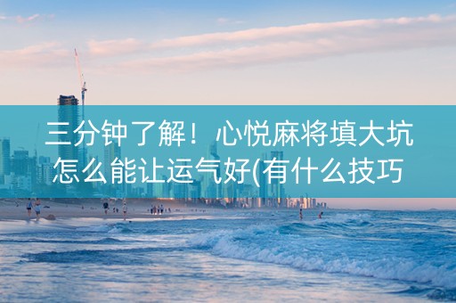 三分钟了解！心悦麻将填大坑怎么能让运气好(有什么技巧)