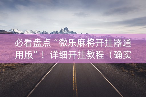 必看盘点“微乐麻将开挂器通用版”！详细开挂教程（确实真的有挂)-知乎