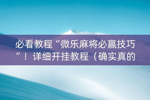 必看教程“微乐麻将必赢技巧”！详细开挂教程（确实真的有挂)-知乎