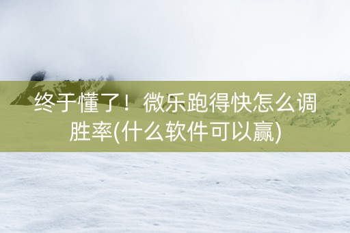 终于懂了！微乐跑得快怎么调胜率(什么软件可以赢)