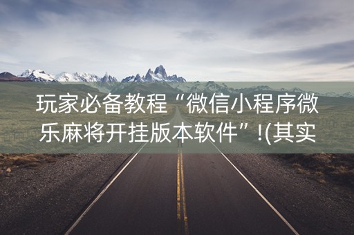 玩家必备教程“微信小程序微乐麻将开挂版本软件”!(其实确实有挂)-知乎