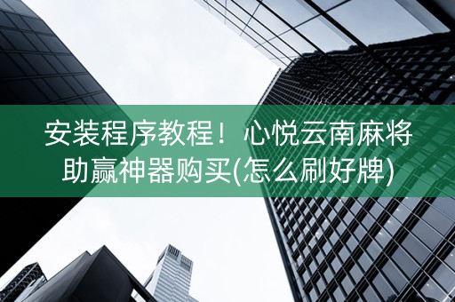 安装程序教程！心悦云南麻将助赢神器购买(怎么刷好牌)