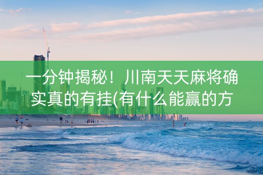一分钟揭秘！川南天天麻将确实真的有挂(有什么能赢的方法)