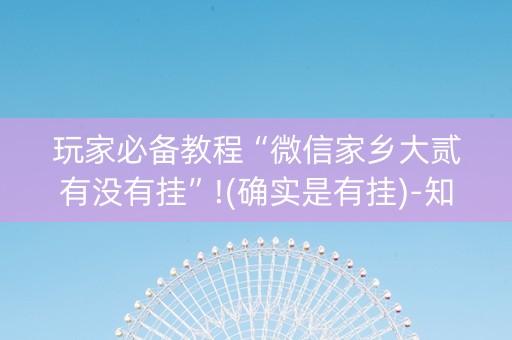 玩家必备教程“微信家乡大贰有没有挂”!(确实是有挂)-知乎
