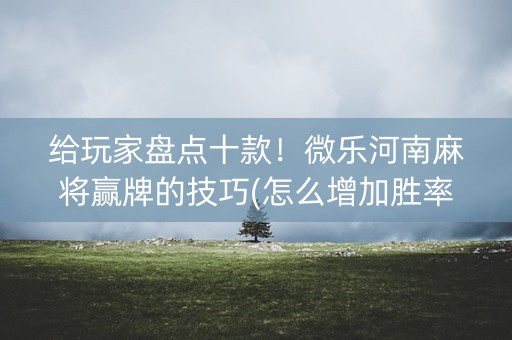 给玩家盘点十款！微乐河南麻将赢牌的技巧(怎么增加胜率)