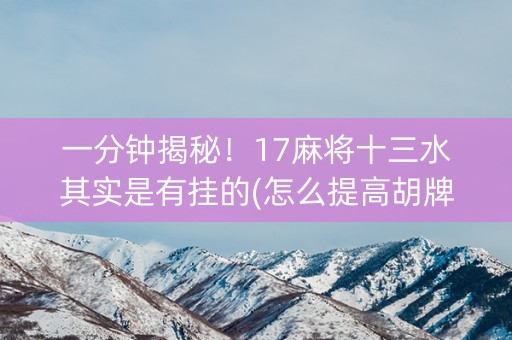 一分钟揭秘！17麻将十三水其实是有挂的(怎么提高胡牌率)