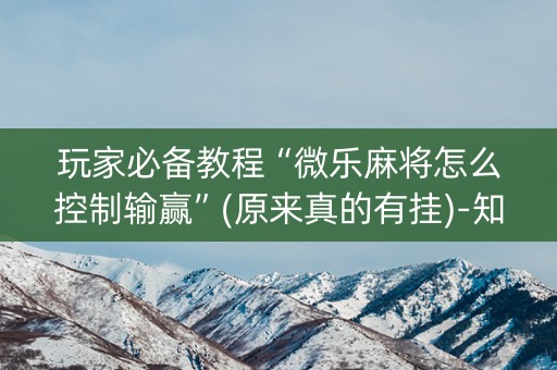 玩家必备教程“微乐麻将怎么控制输赢”(原来真的有挂)-知乎