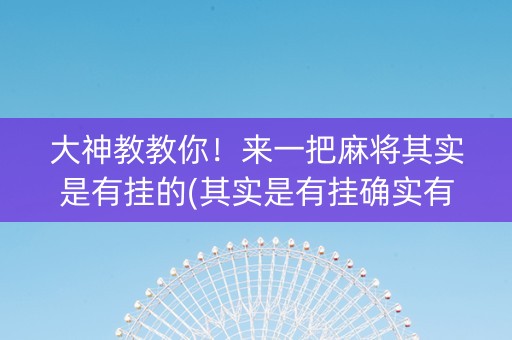 大神教教你！来一把麻将其实是有挂的(其实是有挂确实有挂)