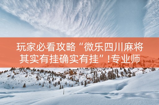 玩家必看攻略“微乐四川麻将其实有挂确实有挂”!专业师傅带你一起了解（详细教程）-知乎