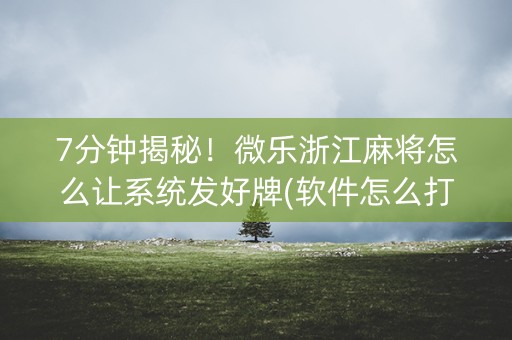 7分钟揭秘！微乐浙江麻将怎么让系统发好牌(软件怎么打赢)