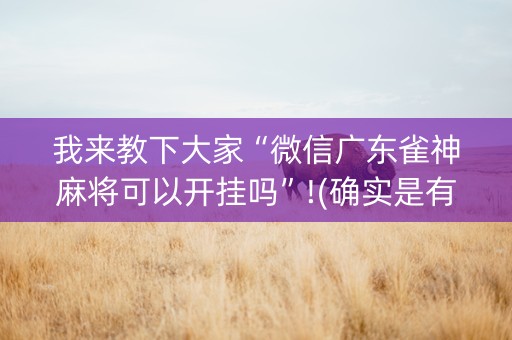 我来教下大家“微信广东雀神麻将可以开挂吗”!(确实是有挂)-知乎
