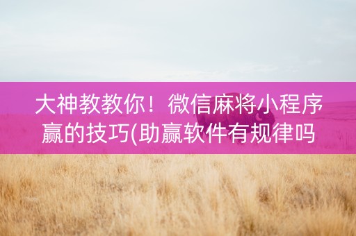 大神教教你！微信麻将小程序赢的技巧(助赢软件有规律吗)