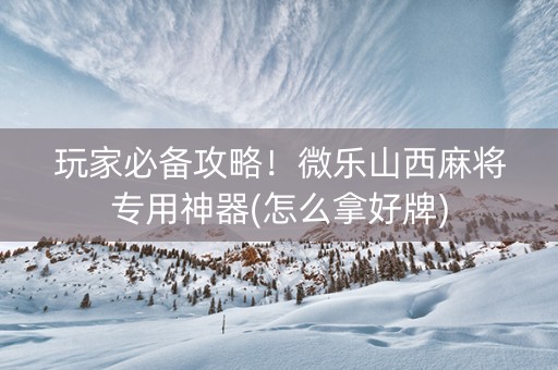 玩家必备攻略！微乐山西麻将专用神器(怎么拿好牌)