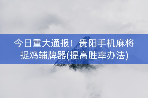今日重大通报！贵阳手机麻将捉鸡辅牌器(提高胜率办法)