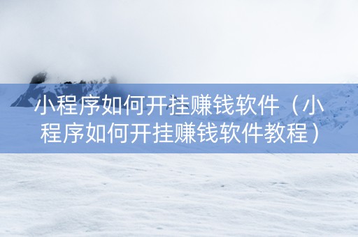 小程序如何开挂赚钱软件（小程序如何开挂赚钱软件教程）