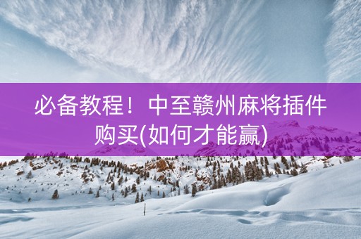 必备教程！中至赣州麻将插件购买(如何才能赢)
