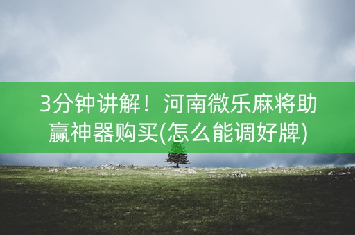 3分钟讲解！河南微乐麻将助赢神器购买(怎么能调好牌)