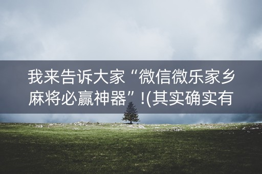 我来告诉大家“微信微乐家乡麻将必赢神器”!(其实确实有挂)-知乎