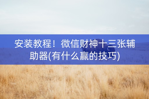 安装教程！微信财神十三张辅助器(有什么赢的技巧)