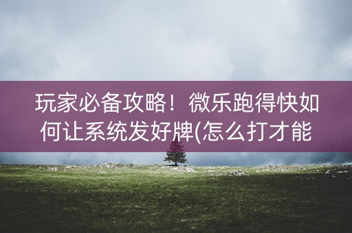 玩家必备攻略！微乐跑得快如何让系统发好牌(怎么打才能赢)