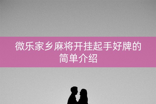 微乐家乡麻将开挂起手好牌的简单介绍