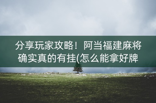 分享玩家攻略！阿当福建麻将确实真的有挂(怎么能拿好牌)