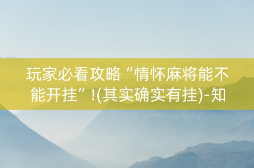 玩家必看攻略“情怀麻将能不能开挂”!(其实确实有挂)-知乎