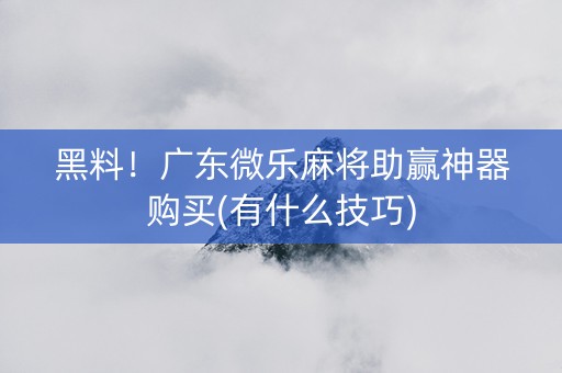 黑料！广东微乐麻将助赢神器购买(有什么技巧)