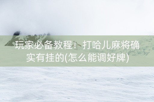 玩家必备教程！打哈儿麻将确实有挂的(怎么能调好牌)