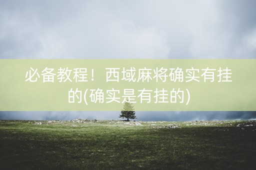 必备教程！西域麻将确实有挂的(确实是有挂的)