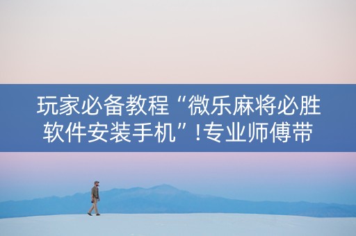玩家必备教程“微乐麻将必胜软件安装手机”!专业师傅带你一起了解（详细教程）-知乎