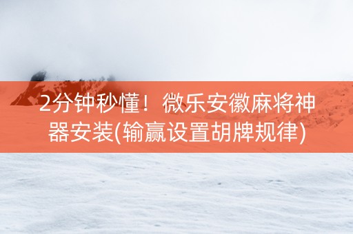 2分钟秒懂！微乐安徽麻将神器安装(输赢设置胡牌规律)