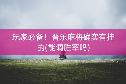 玩家必备！晋乐麻将确实有挂的(能调胜率吗)