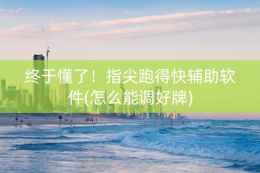 终于懂了！指尖跑得快辅助软件(怎么能调好牌)
